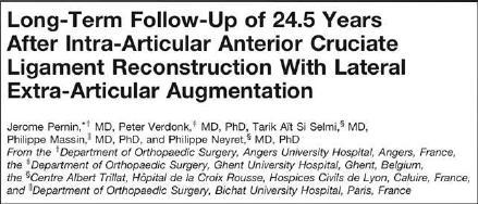 Radiological results at 24y The series 1978-1983 : 423 ACL Reconstructions Follow-up : 251 in 1986 (mean FU : 4y)