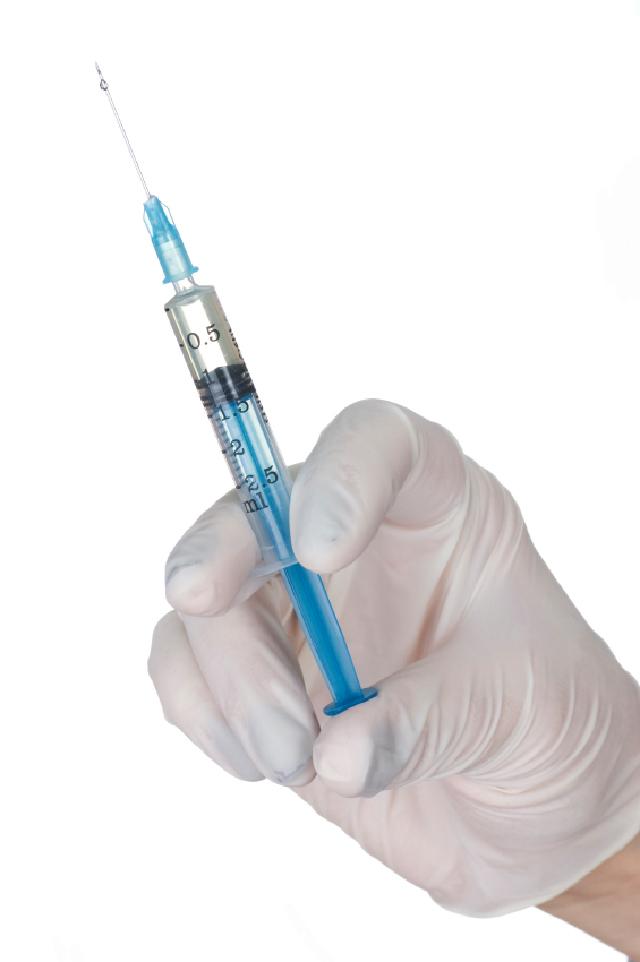 2. Carefully insert the needle into the insulin bottle. 3. You may inject air into the bottle. This prevents a vacuum from forming within the bottle. 4.