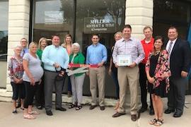 Ribbon Cuttings Modern Woodmen & Miller Abstract & Title Welcome to the Minden Business