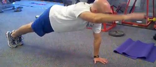 into a pushup position Return to the starting position and extend
