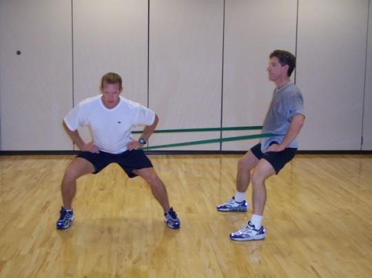 Front Squats, Single leg squat 5. Db-Band Combination training 6.
