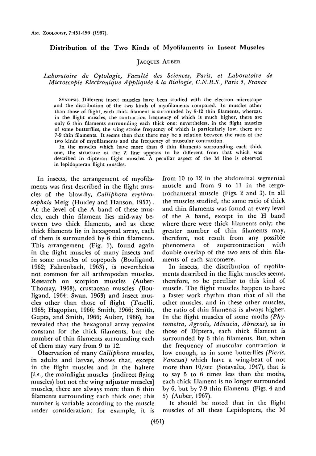 AM. ZOOLOCIST, 7:451-456 (1967).