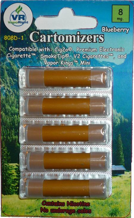 Available flavors include: + Blueberry + Tobacco + Chocolate + Menthol Tobacco + Clove + Vanilla + Raspberry Empty Cartomizer (5 Pack) for 808D-1 (Compatible with: Cig2o, Premium Electronic
