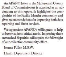 departments and universities to issue reports focused on AA and NHPI health.