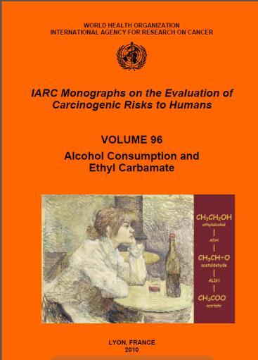 1987 2007 2009 IARC Monograph Program: Evaluation of Alcohol