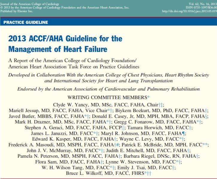 2013 ACC/AHA Heart Failure Guidelines Advances in Heart Failure