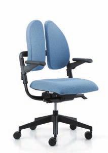 The flexible duo back back wings relieve the back column by 50 % and supports the dynamic sitting.