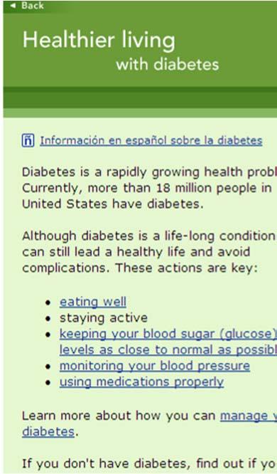 management and nutrition Takes part in the online diabetes healthy lifestyle program on kp.