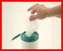 Disinfect Use a new, fresh germicidal wipe, & thoroughly wipe the surface of the meter (top, bodom, lec & right sides) for a minimum of 3 'mes horizontally followed by 3 'mes ver'cally.