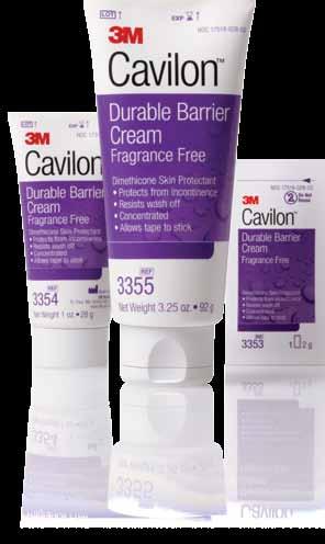 Friction from tubing Tracheostomy Skin folds 3M Cavilon Durable Barrier Cream is a concentrated, therapeutic cream that provides durable long lasting protection from bodily
