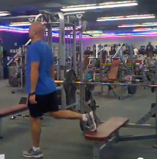 Workout A Bulgarian Split Squat Stand with your feet shoulder-width apart.