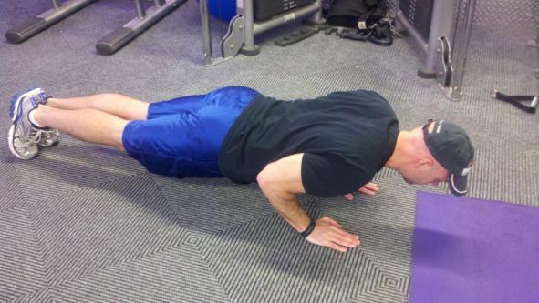of the way down Keep your abs braced and push yourself back to the starting position
