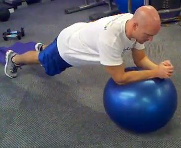 Workout E Stability Ball Stir-the-Pot Brace your abs. Put your elbows on the ball.