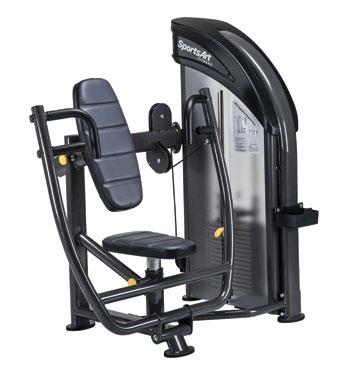 5 (1285 x 1080 x 1460 mm) Stack Weight: 176 lb (80 kg) Weight: 370lb (168 kg) P715 CHEST PRESS Simple seat bottom height adjustment makes for a quick setup Dual position,