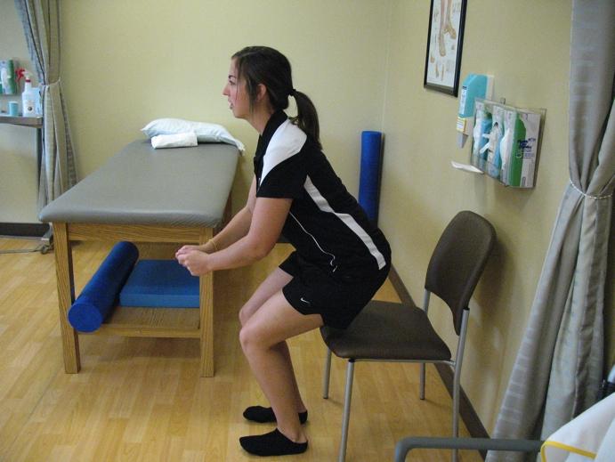 Do this exercise as often as possible, up to 100 Straight Leg Raises While lying flat on a table with the injured knee straight, tighten quadriceps muscles firmly.