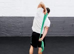 Grasp band with both hands and extend your arms straight down while bending at the elbow. Return your hands to the beginning position.