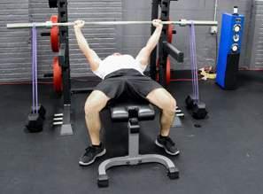 Slowly press the barbell away from you, then slowly return to the starting position. This can also be done by sitting in any household chair.