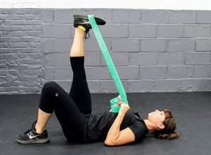 CALF STRETCHES CALF/HAMSTRING: Lie on your back (or in a sitting position) and loop the band around one foot, while grabbing the end of the band