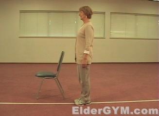 Marching Stand with arms at sides, feet shoulder width apart. Raise one knee up as high as comfortable.