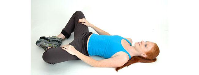 - In addition to the squatting exercise, having the person lie on the floor in a supine position, heels on the floor, knees bent and then ask the client to let the knees drop open to determine turn