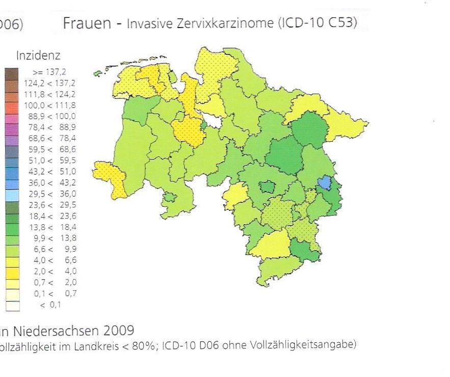 Cervical Cancer Incidence in Lower Saxony 2009 original tumour