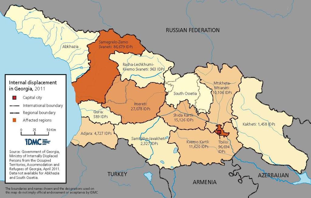 BACKGROUND Civil conflicts over separatist areas of Abkhazia and South Ossetia in the 1990s.
