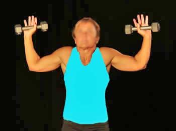 Examine this image of someone doing an overhead shoulder press.