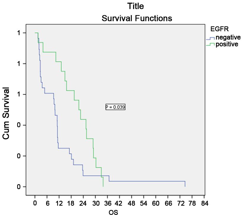 Figure 2. Effect of EGFR status on overall survival. 5. Discussion Figure 3. Effect of gender on overall survival. EGFR mutation was detected in 37% of our patients.