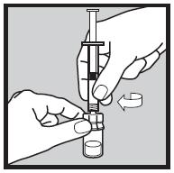 Hold the syringe on the graduated area and pull the syringe from its package. DO NOT set the syringe down at any time.