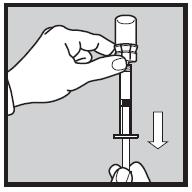the prescribed dose is 0.5 ml, pull the white plunger rod out to 0.6 ml. You will see the liquid medication from the vial go into the syringe.