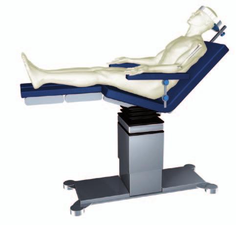 An armrest is optional. The upper part of the operating table has to be open on the homolateral side to allow shoulder extension (shoulder table). Fig.