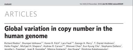 Discovery of wide-spread copy number variation Gain or loss of