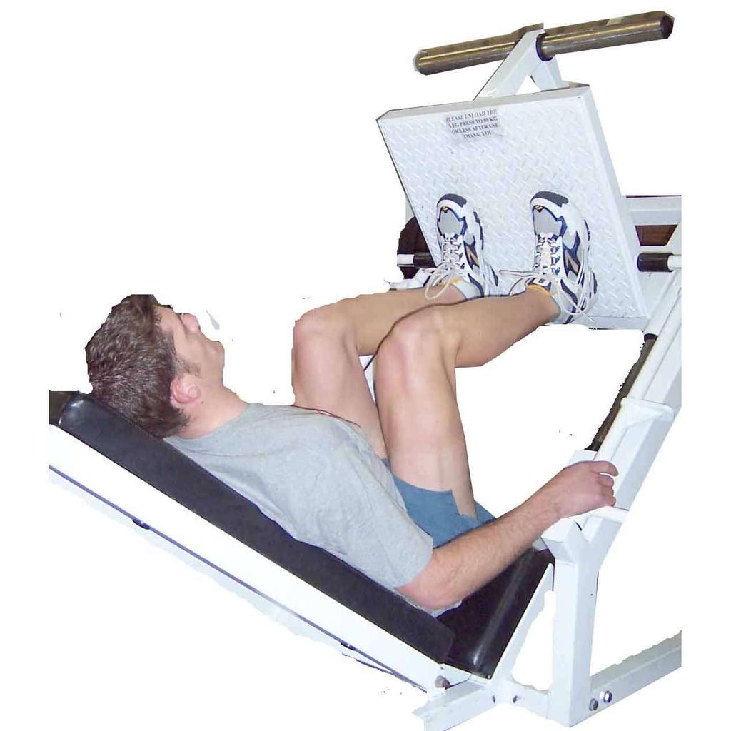 Leg Press - Double Leg Feet & knees hip width apart Control descent to 90 degree knee flexion Return to start