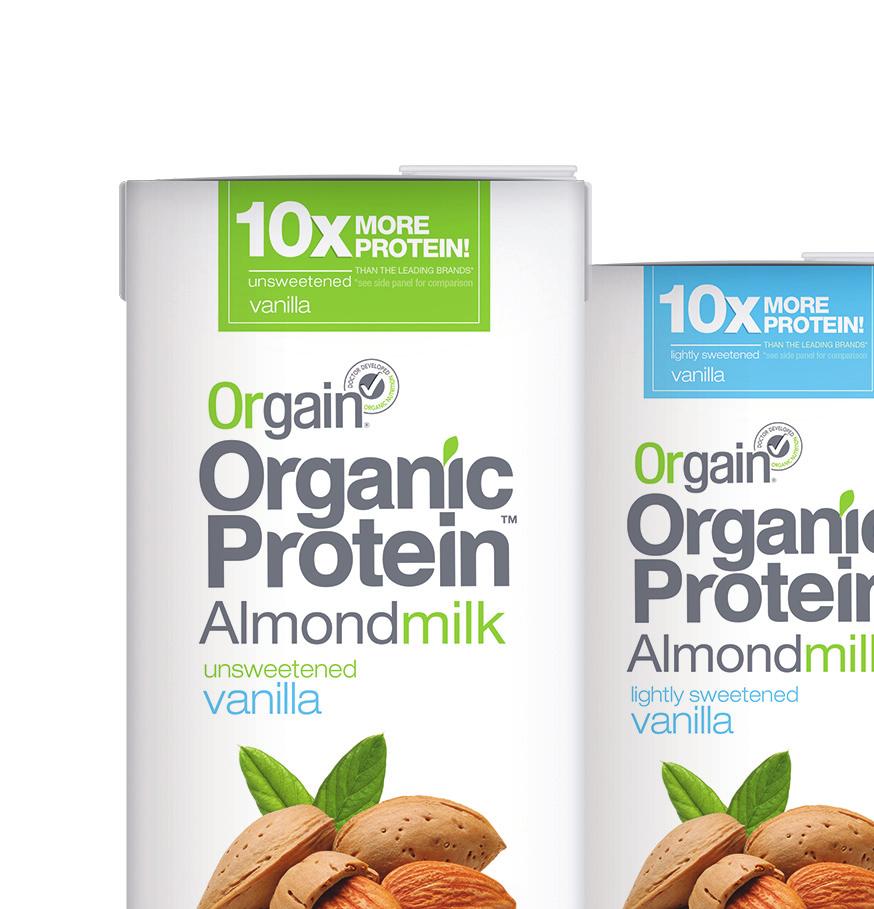 Almondmilk Delicious Protein Boosted Organic Almond Milk 10g plant based protein 10g 10 PROTEIN* of most other almond milks 10 V 10 vegan *10g vs.