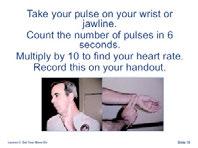 Resting 8. Say: Next, I need everyone to take his or her resting pulse on your wrist or jawline. I ll measure 6 seconds.