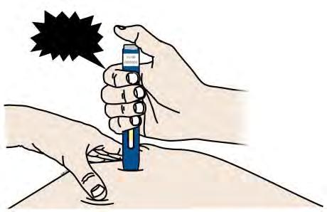 D. Keep pushing down on skin. Then lift thumb. Your injection could take about 15 seconds.