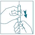 7. Using the same syringe, draw in air equal to the amount of clear insulin you need. 8. Insert the needle into the clear insulin vial and inject the air into the clear insulin vial. 9.