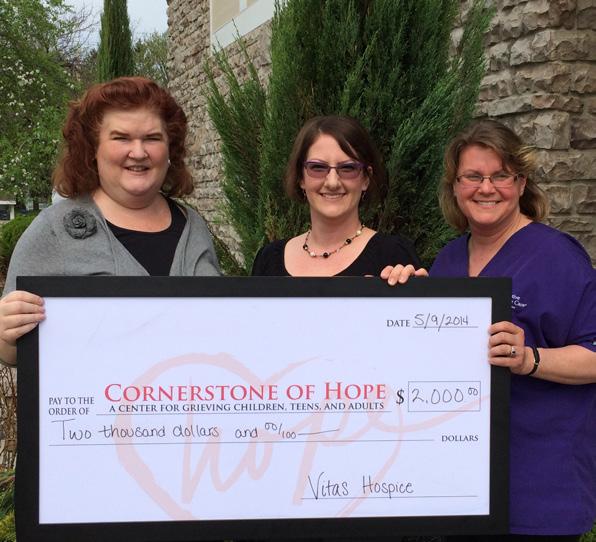 Cleveland Updates Fund Development News Vitas Hospice Enterprise Cornhole for a Cause Jenny Strohm and Roberta Biaoni, on behalf of Vitas Hospice, presented Cornerstone of Hope with a check for