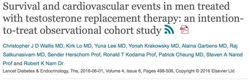 Matched retrospective cohort, N = 38 340 66 years or older Treatment group: men receiving any TT (N = 10, 331) 5.