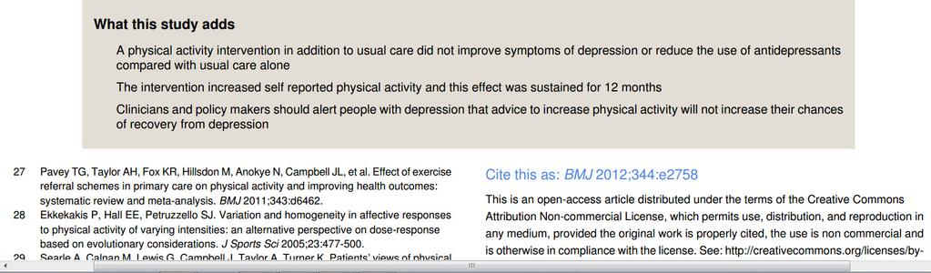 68) Secondary outcomes Longer term symptoms of depression Beck depression inventory score no evidence of a difference between the treatment groups over the duration of the study difference in mean