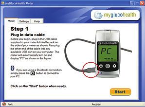 POSTING DATA VIA COMPUTER Uploading Test Results Using Bluetooth On Your PC Step 1 - Launch the MyGlucoHealth Online Application After Your Meter Is Paired To Your PC, log in to www.myglucohealth.