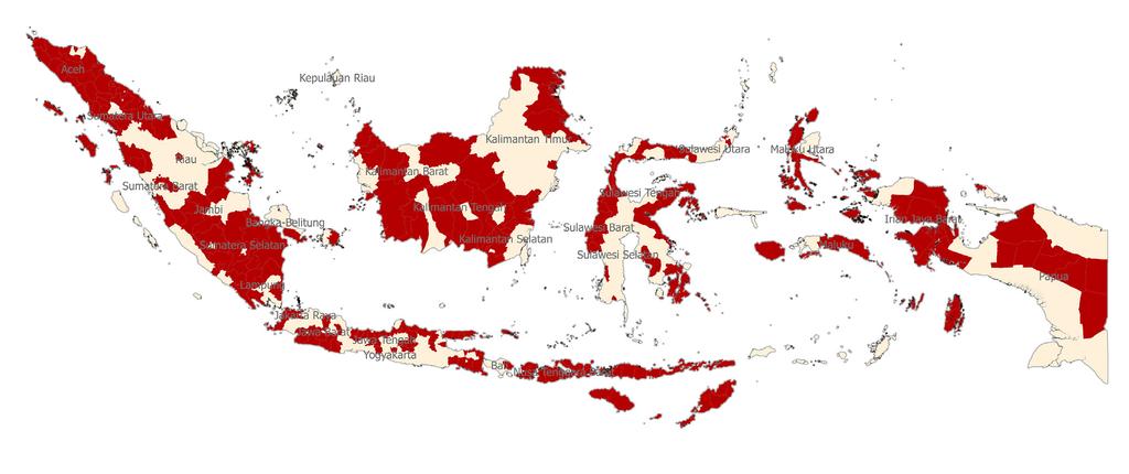 4 FIGURE 1: PREVALENCE OF STUNTING BY DISTRICT, 2007 AND 2013 STUNTING RATE IN INDONESIA, 2007 16.7 36.8 36.8 67.