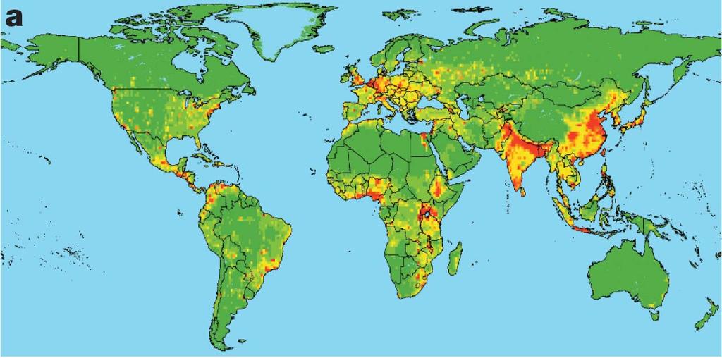 Relative risk of Emergence of New Pathogens Hot Spots: global distribution of relative