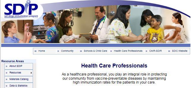 County of San Diego Immunization Program Website: sdiz.