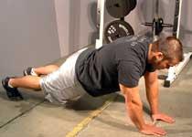 At this point, your body should form a straight line from your shoulders to your ankles. Your body should remain straight throughout this exercise.