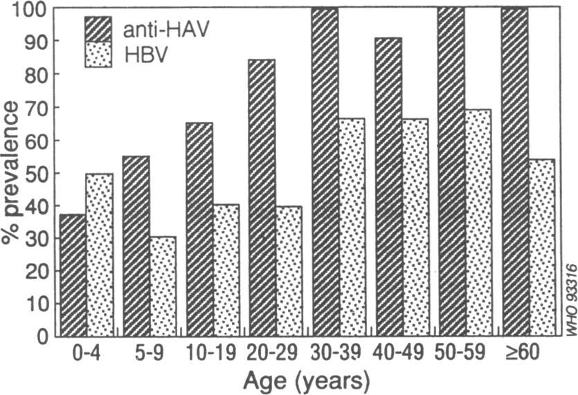 Virl heptitis in Buchrest Tble 2: Prevlence of virl heptitis mrkers in the low-risk smple, Buchrest, July 1990 Children Adults % prevlence of: No. HBsAg HBV nti-hav 201 19.9 (5.5)b 39.8 (6.7) 51.7 (6.