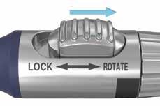 5) To activate the rotational component, release the provisional lock by A. Pressing down on the slide lock and moving to the rotate position (Fig.