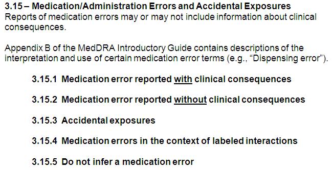 Medication Errors Terms in MedDRA Drug Information