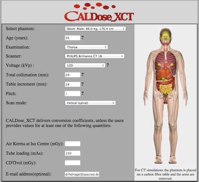 CT Dosimetry Software (Web-based) Web-based MC calculation Fast (< 60 s) 9 different patient sizes 2 genders, voxel-based www.