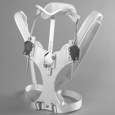 Cervical Spine Brace, SOMI Limits flexion of cervical spine Extension is also controlled; however, some motion is possible because of flexibility of the occipital uprights Prophylactic cervical